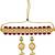 Gold plated pink & wine beaded kundan choker necklace set with matching drop earrings for women