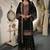 Black silk blend embroidered sharara set