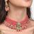 Gold plated pink beaded kundan choker necklace set with matching drop earrings for women & girls