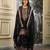 Black silk blend embroidered sharara set