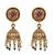 Antique gold plated peacock motif multicolor stone studded temple choker necklace set with matching jhumka