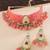 Gold plated pink beaded kundan choker necklace set with matching drop earrings for women & girls