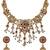 Antique gold plated peacock motif multicolor stone studded temple choker necklace set with matching jhumka