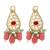 Gold plated pink beaded kundan choker necklace set with matching drop earrings for women & girls