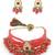 Gold plated pink beaded kundan choker necklace set with matching drop earrings for women & girls