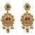 Gold plated pink & green meenakari ethnic hasli necklace set with earrings and maang tikka for women