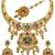 Gold plated pink & green meenakari ethnic hasli necklace set with earrings and maang tikka for women