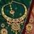 Gold plated pink & green meenakari ethnic hasli necklace set with earrings and maang tikka for women