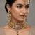 Antique gold plated peacock choker necklace set with earrings & maang tikka