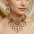 Antique gold plated multi-stone temple necklace set with matching jhumka earrings for women