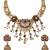 Antique gold plated multi-stone temple necklace set with matching jhumka earrings for women