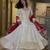 White silk blend embroidered flared gown set