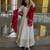 White silk blend embroidered flared gown set