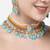 Gold plated pastel multicolor beaded kundan meenakari choker necklace set with matching drop earrings for women & girls
