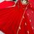 Red faux georgette embroidered flared gown set