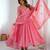 Pink faux georgette embroidered flared gown set