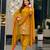 Dark-yellow faux georgette embroidered salwar kameez