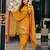 Dark-yellow faux georgette embroidered salwar kameez