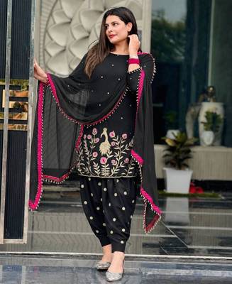 Black faux georgette embroidered salwar kameez 2