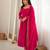 Hot-pink chanderi embroidered flared gown set