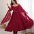 Maroon chanderi embroidered flared gown set