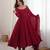 Maroon chanderi embroidered flared gown set