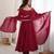 Maroon chanderi embroidered flared gown set