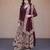 Wine faux georgette embroidered salwar kameez