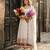 White faux georgette embroidered flared gown set