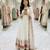 White faux georgette embroidered flared gown set