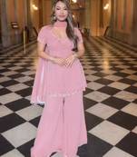 Pink georgette embroidered sharara set