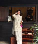 Off-white chanderi embroidered farshi salwar set