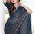 navy blue digital print satin two tone satin saree for women
