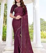 wine digital print satin two tone satin saree for women