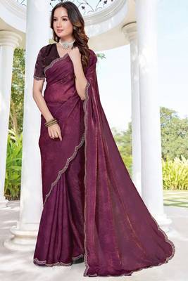 wine digital print satin two tone satin saree for women 2