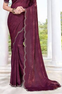 wine digital print satin two tone satin saree for women 5