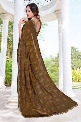 mustard digital print satin two tone satin saree for women 3