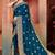 teal blue sequin zari resham embroidered work satin saree for women