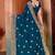 teal blue sequin zari resham embroidered work satin saree for women
