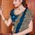 teal blue sequin zari resham embroidered work satin saree for women