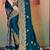 teal blue sequin zari resham embroidered work satin saree for women