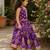 Purple cotton sleeveless floral print lehenga choli set