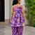 Purple pure cotton floral print sleeveless square neck dhoti and kurta set