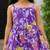 Purple pure cotton floral print sleeveless square neck dhoti and kurta set