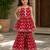 Red pure cotton floral print sleeveless square neck kurta and sharara set