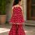 Red pure cotton floral print sleeveless square neck kurta and sharara set