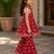 Red pure cotton floral print sleeveless square neck kurta and sharara set