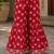 Red pure cotton floral print sleeveless square neck kurta and sharara set