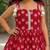 Red pure cotton floral print sleeveless square neck kurta and sharara set