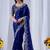 royal blue jimmy choo embroidered embellished havy work wedding wear saree